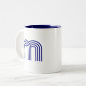 Tasse 2 Couleurs Monogramme Initiale Bleue Moderne Simple (Devant gauche)