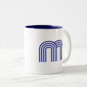 Tasse 2 Couleurs Monogramme Initiale Bleue Moderne Simple (Devant droit)