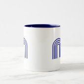 Tasse 2 Couleurs Monogramme Initiale Bleue Moderne Simple (Centre)