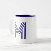 Tasse 2 Couleurs Monogramme Initiale Bleue Moderne Simple (Devant gauche)