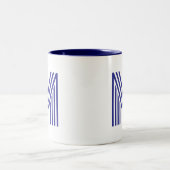 Tasse 2 Couleurs Monogramme Initiale Bleue Moderne Simple (Centre)