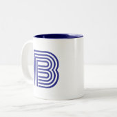 Tasse 2 Couleurs Monogramme Initiale Bleue Moderne Simple (Devant gauche)