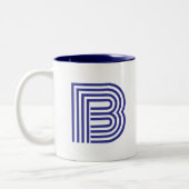 Tasse 2 Couleurs Monogramme Initiale Bleue Moderne Simple (Gauche)