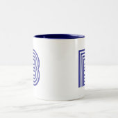 Tasse 2 Couleurs Monogramme Initiale Bleue Moderne Simple (Centre)
