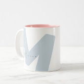 Tasse 2 Couleurs Monogramme Initiale Démesurée Moderne Nom de Scrip (Devant gauche)