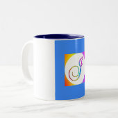 TASSE 2 COULEURS MONOGRAMME J INITIAL SUR BLEU (Devant gauche)