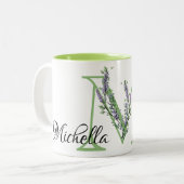 Tasse 2 Couleurs Monogramme M Lavender Eucalyptus (Devant gauche)
