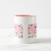 Tasse 2 Couleurs Monogramme mignon Halloween Fantômes roses Éffraya (Centre)