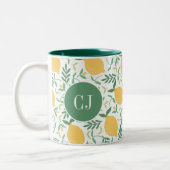 Tasse 2 Couleurs Monogramme moderne citron vert jaune Feuille (Gauche)