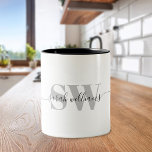 Tasse 2 Couleurs Monogramme Moderne Élégant Nom de script chic<br><div class="desc">Monogramme Moderne Élégant Chic Script Nom Calligraphie Mug</div>
