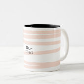 Tasse 2 Couleurs Monogramme moderne Lignes rose pâle Art Abstrait (Devant droit)