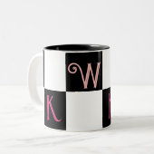 Tasse 2 Couleurs Monogramme Moderne Noir et Blanc (Devant gauche)