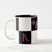 Tasse 2 Couleurs Monogramme Moderne Noir et Blanc (Gauche)