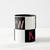 Tasse 2 Couleurs Monogramme Moderne Noir et Blanc (Centre)