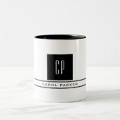 Tasse 2 Couleurs Monogramme moderne Professional Plain Nom simple (Centre)