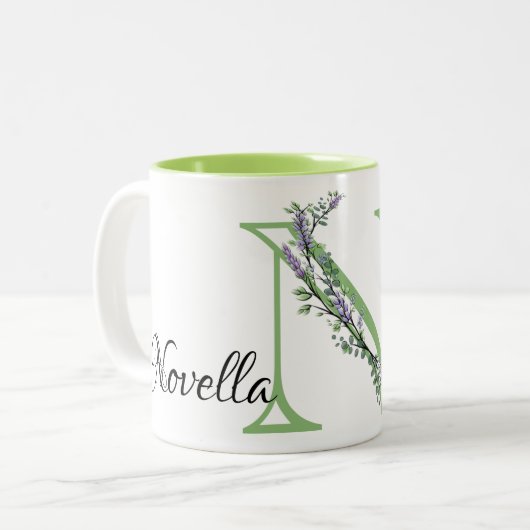 Tasse 2 Couleurs Monogramme N Lavande Eucalyptus (Devant gauche)