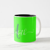 Tasse 2 Couleurs Monogramme Néon Fluorescent Vert (Devant droit)