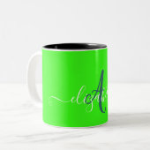 Tasse 2 Couleurs Monogramme Néon Fluorescent Vert (Devant gauche)