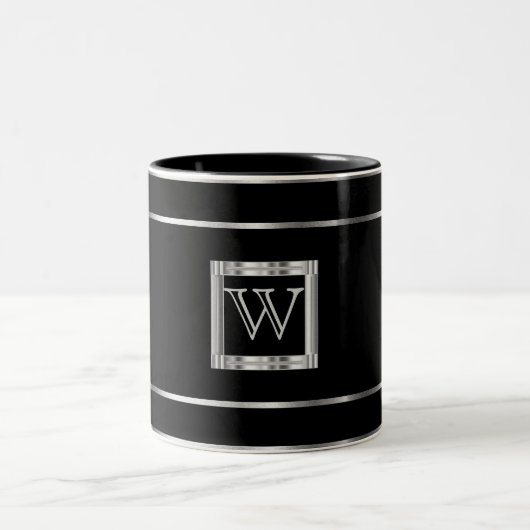 Tasse 2 Couleurs Monogramme noir et argent (Centre)