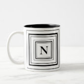 Tasse 2 Couleurs Monogramme Noir et Blanc Classique Monogramme Carr (Gauche)