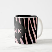 Tasse 2 Couleurs Monogramme noir et rose Zebra (Devant droit)