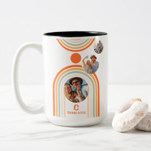 Tasse 2 Couleurs Monogramme Nom Boho Arch Multi Photo Fille tendanc