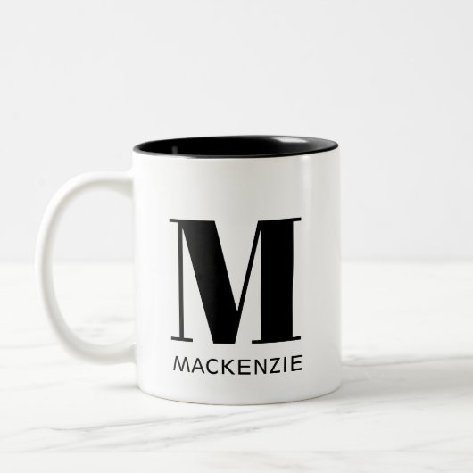Tasse 2 Couleurs Monogramme Nom initial Simple (Gauche)