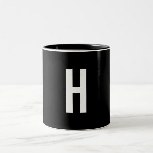 Tasse 2 Couleurs Monogramme Nom Propre Initiale Moderne Minimaliste