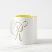Tasse 2 Couleurs Monogramme or R initiales marchandise (Devant gauche)