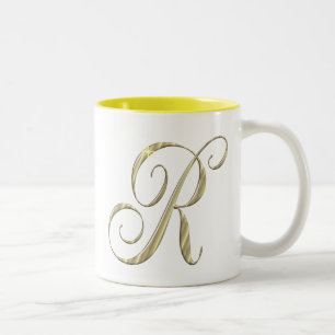 Tasse 2 Couleurs Monogramme or R initiales marchandise