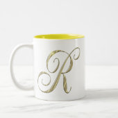 Tasse 2 Couleurs Monogramme or R initiales marchandise (Gauche)