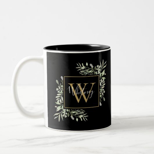 Tasse 2 Couleurs Monogramme Or Vert Foncé (Gauche)