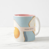 Tasse 2 Couleurs Monogramme Personalisé Sunny Side Up Motif Oeuf (Devant droit)