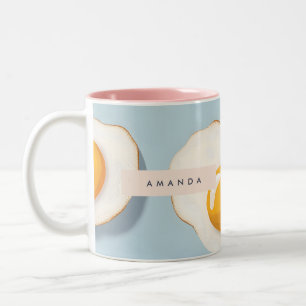 Tasse 2 Couleurs Monogramme Personalisé Sunny Side Up Motif Oeuf