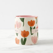 Tasse 2 Couleurs Monogramme Personnalisé Cute Spring Tulip Motif (Centre)