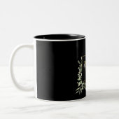 Tasse 2 Couleurs Monogramme personnalisé floral de verdure en or no (Gauche)