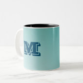 Tasse 2 Couleurs Monogramme personnalisé Gradient bleu (Devant gauche)