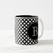 Tasse 2 Couleurs Monogramme personnalisé noir et blanc (Devant droit)