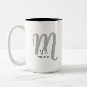 Tasse 2 Couleurs Monogramme personnalisé Vibe du matin