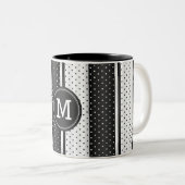 Tasse 2 Couleurs Monogramme Pois noir et blanc (Devant droit)