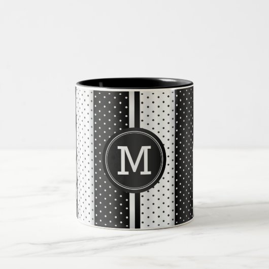 Tasse 2 Couleurs Monogramme Pois noir et blanc (Centre)