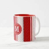 Tasse 2 Couleurs Monogramme Pois rouge et blanc (Devant droit)