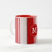 Tasse 2 Couleurs Monogramme Pois rouge et blanc (Devant gauche)