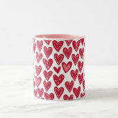 Tasse 2 Couleurs Monogramme Red Valentine Heart Motif (Centre)