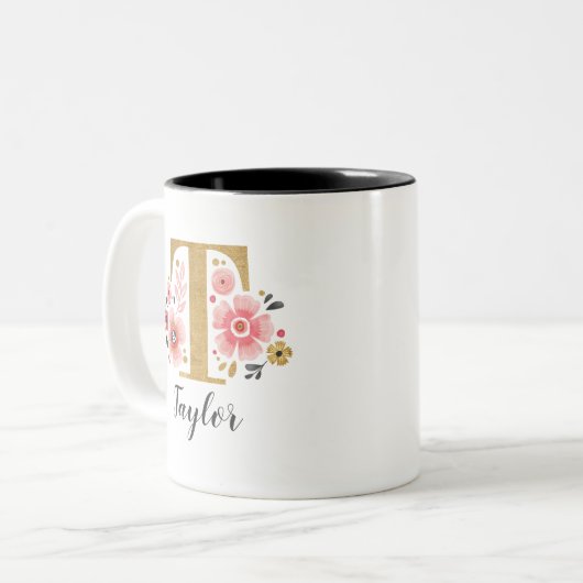 Tasse 2 Couleurs Monogramme rose (Devant gauche)
