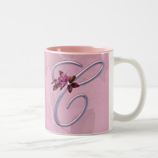 Tasse 2 Couleurs Monogramme rose C de roses (Droit)