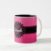 Tasse 2 Couleurs Monogramme rose de gradient (Devant droit)