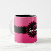 Tasse 2 Couleurs Monogramme rose de gradient (Devant gauche)