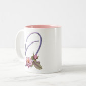 Tasse 2 Couleurs Monogramme rose O de roses (Devant gauche)