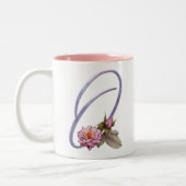 Tasse 2 Couleurs Monogramme rose O de roses (Gauche)